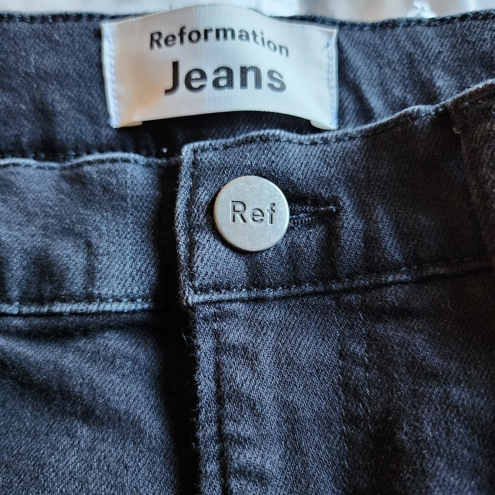 Reformation Jeans 24 Faded Black Destroyed High Rise Ankle Skinny Stretch - Picture 5 of 6